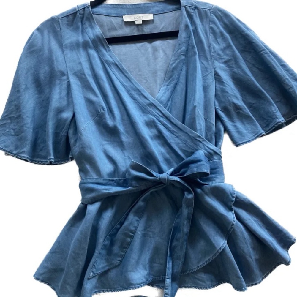 Denim Wrap-Up Shirt by LOFT